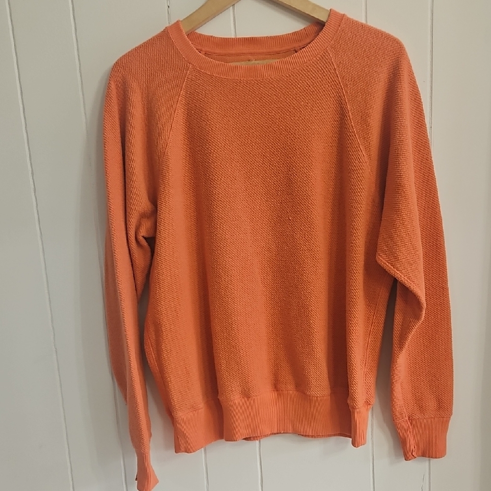 Aerie Rust Orange Textured Crewneck Sweatshirt Cozy Pullover Size S
